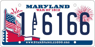 MD license plate 1AF6166