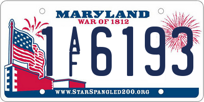 MD license plate 1AF6193