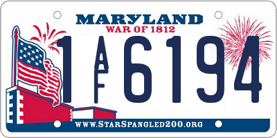 MD license plate 1AF6194