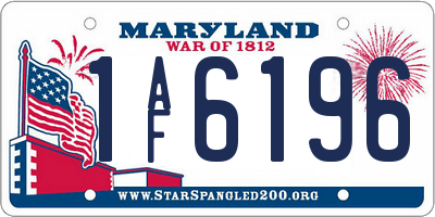 MD license plate 1AF6196