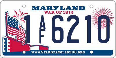 MD license plate 1AF6210