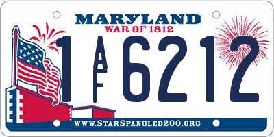 MD license plate 1AF6212