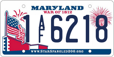 MD license plate 1AF6218