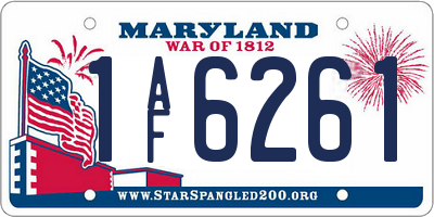 MD license plate 1AF6261