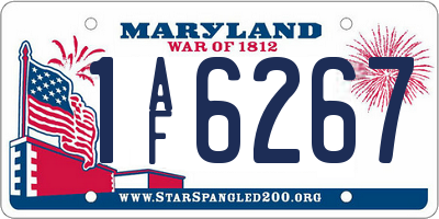 MD license plate 1AF6267