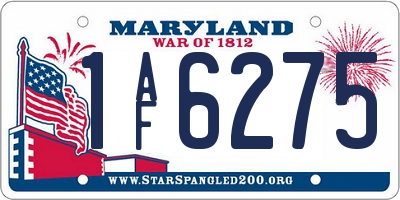 MD license plate 1AF6275