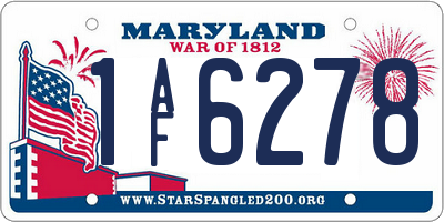MD license plate 1AF6278