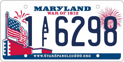 MD license plate 1AF6298