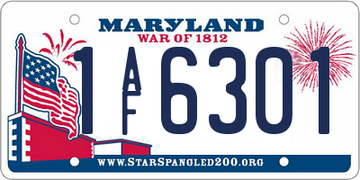 MD license plate 1AF6301
