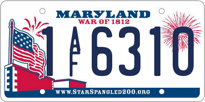 MD license plate 1AF6310