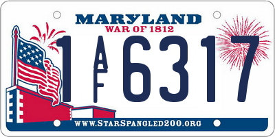 MD license plate 1AF6317