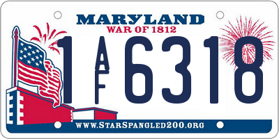 MD license plate 1AF6318