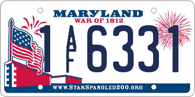 MD license plate 1AF6331