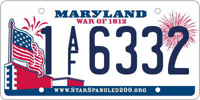 MD license plate 1AF6332