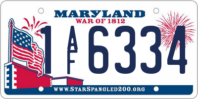 MD license plate 1AF6334