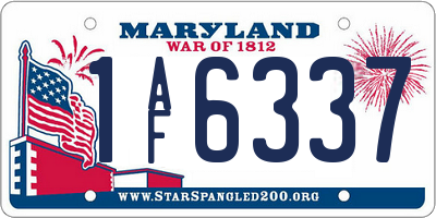 MD license plate 1AF6337