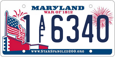 MD license plate 1AF6340