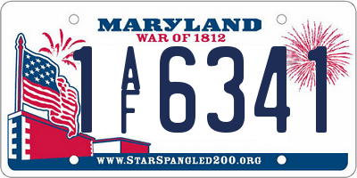 MD license plate 1AF6341