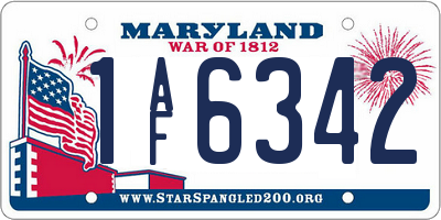 MD license plate 1AF6342