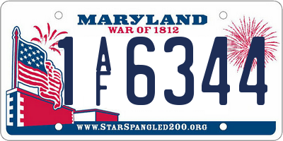 MD license plate 1AF6344