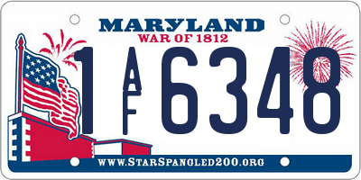 MD license plate 1AF6348