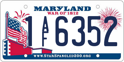 MD license plate 1AF6352