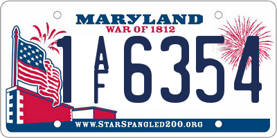 MD license plate 1AF6354