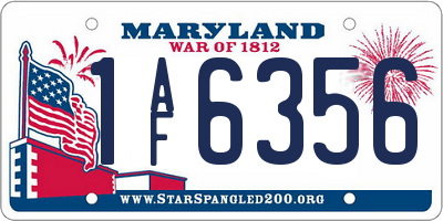 MD license plate 1AF6356