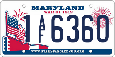MD license plate 1AF6360