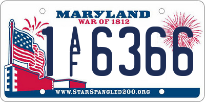 MD license plate 1AF6366