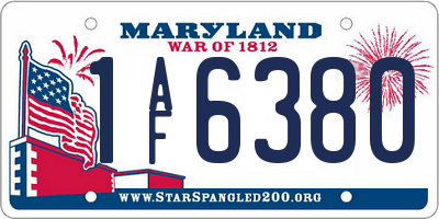 MD license plate 1AF6380