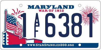 MD license plate 1AF6381