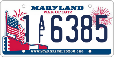 MD license plate 1AF6385