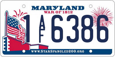 MD license plate 1AF6386