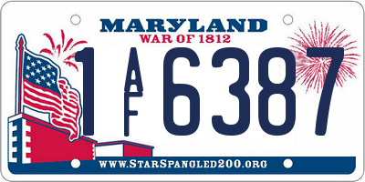 MD license plate 1AF6387