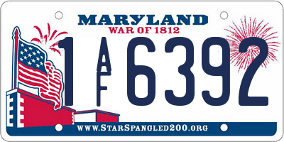 MD license plate 1AF6392