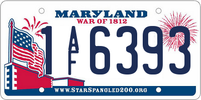 MD license plate 1AF6393