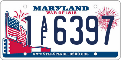 MD license plate 1AF6397