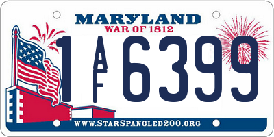 MD license plate 1AF6399