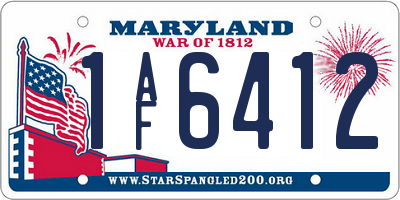 MD license plate 1AF6412