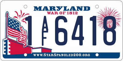 MD license plate 1AF6418