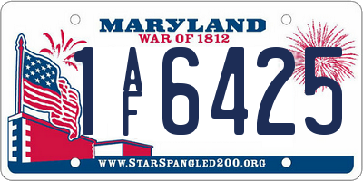 MD license plate 1AF6425