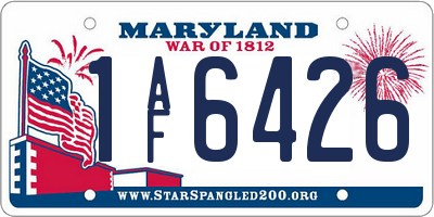 MD license plate 1AF6426