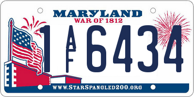 MD license plate 1AF6434