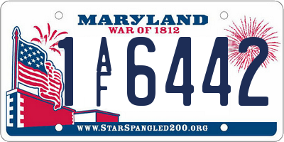 MD license plate 1AF6442