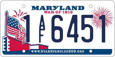 MD license plate 1AF6451