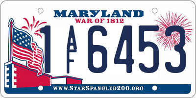 MD license plate 1AF6453