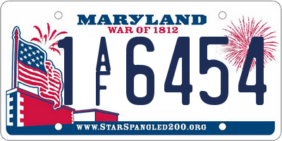 MD license plate 1AF6454