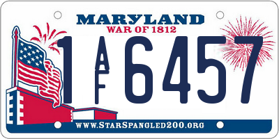 MD license plate 1AF6457
