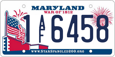 MD license plate 1AF6458